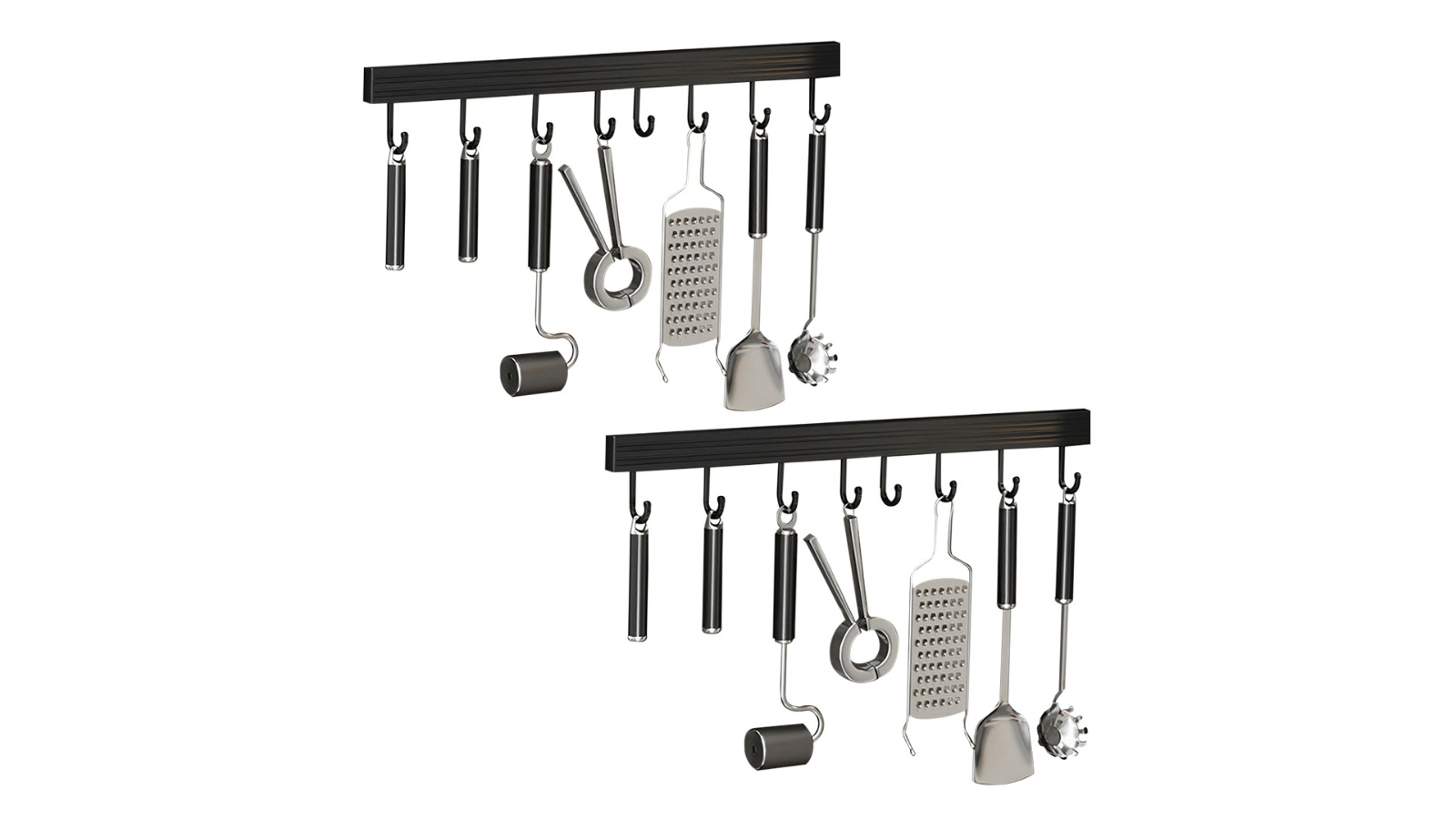 Soga 2 Piece Kitchen Utensil Storage Rack  with Durable Hooks - 42cm