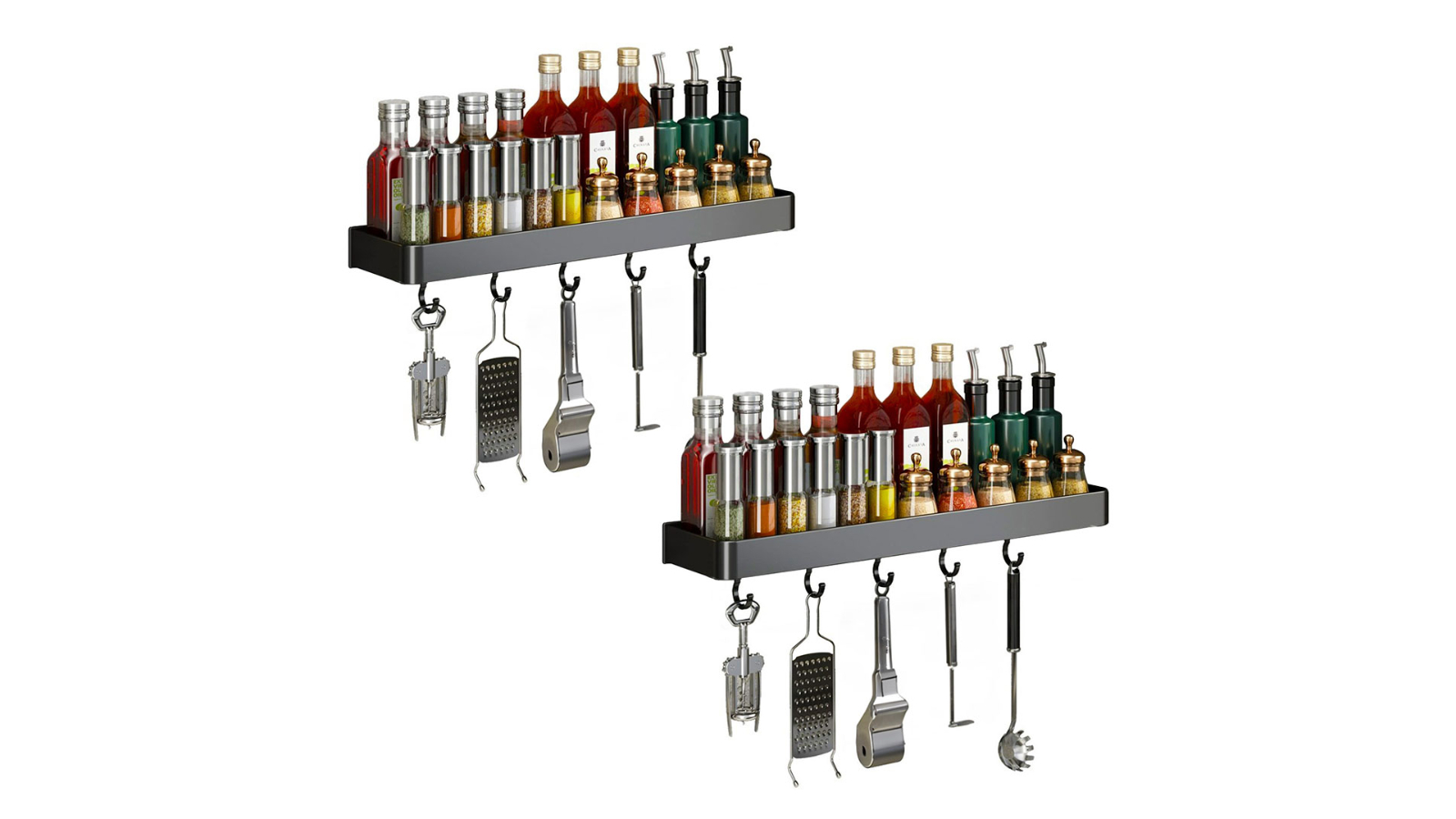 Soga 2 Piece Black Rectangular Kitchen Spice Storage Organiser with ...