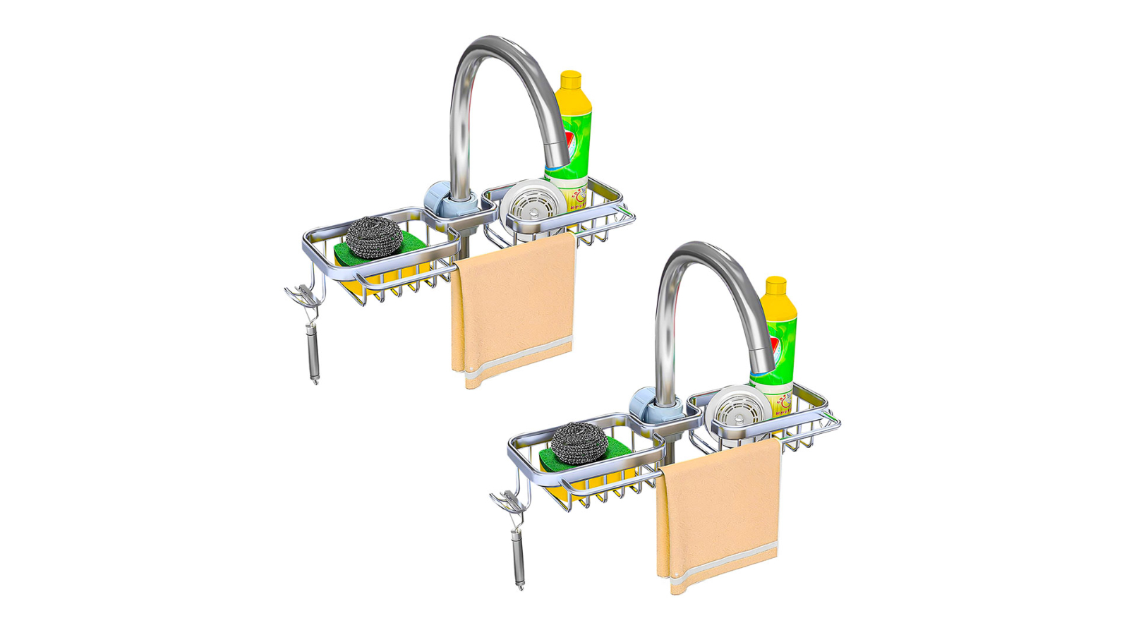 Soga 2 Piece Kitchen Sink Organiser - Silver