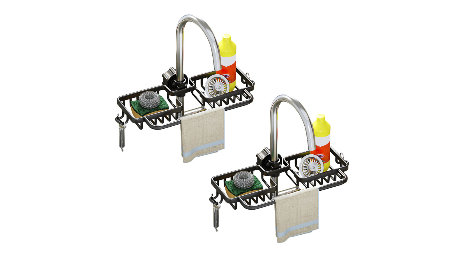 Soga 2 Piece Kitchen Sink Organiser - Black