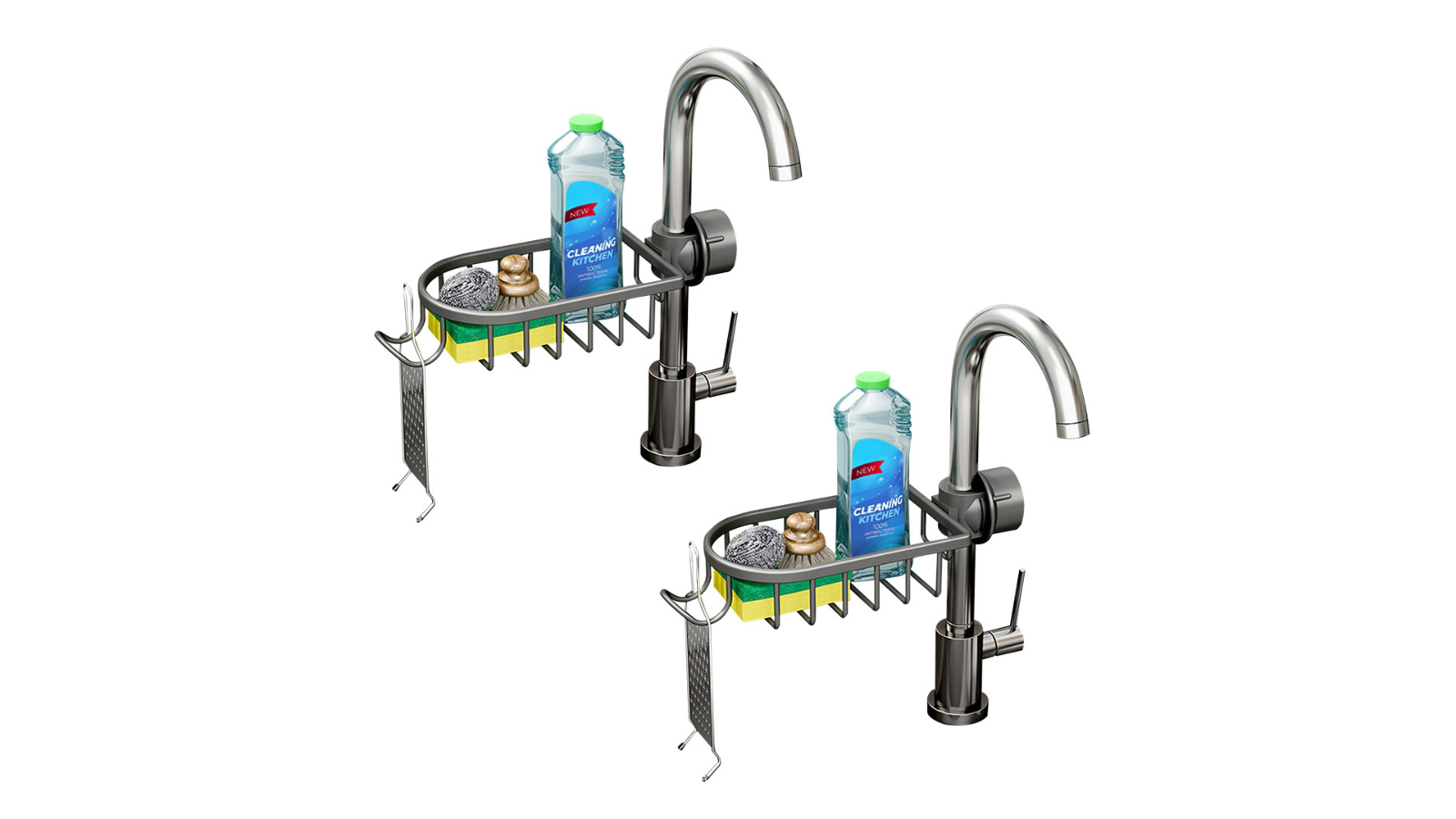 Soga 2 Piece Single Kitchen Sink Organiser - Dark Grey