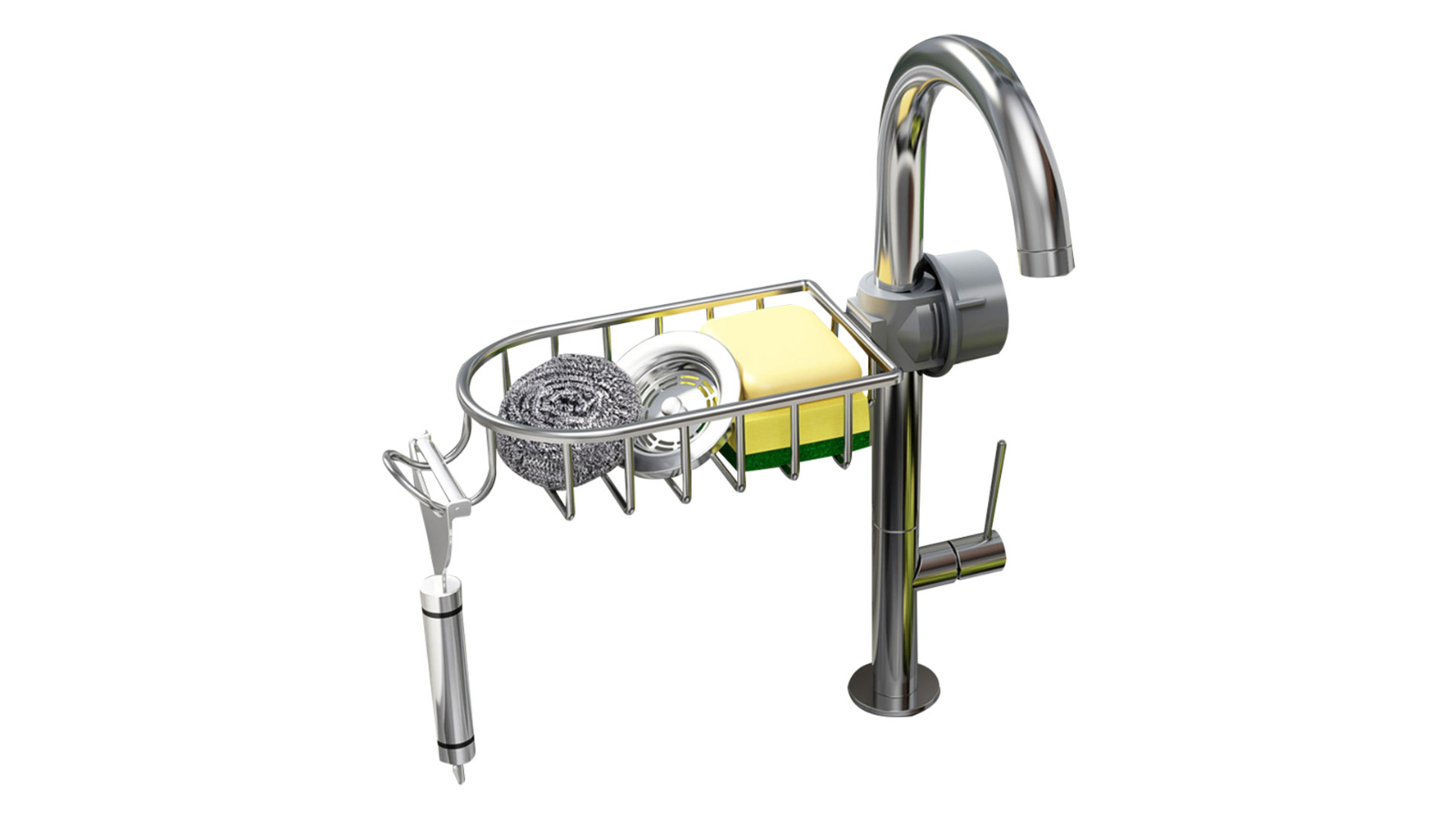 Soga Single Kitchen Sink Organiser - Silver