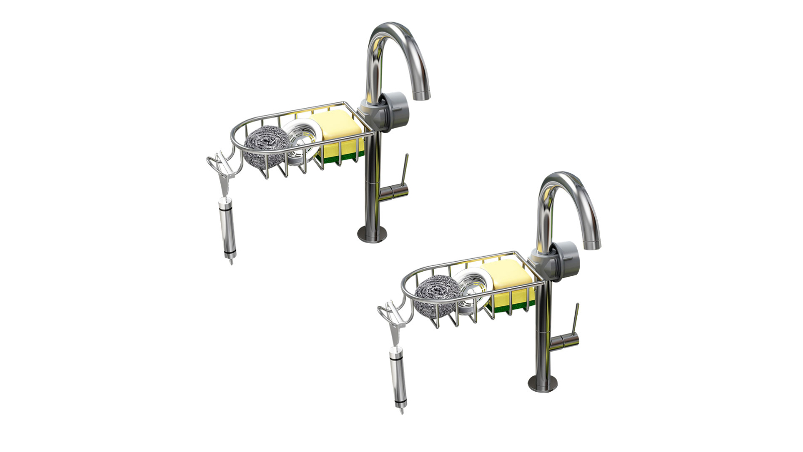 Soga 2 Piece Single Kitchen Sink Organiser - Silver