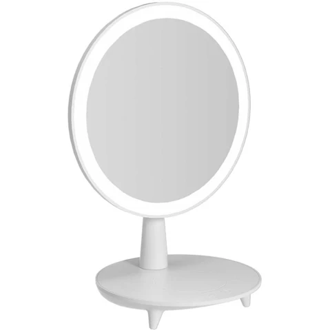 SOGA White Rechargeable Round LED Light Tabletop Makeup Mirror