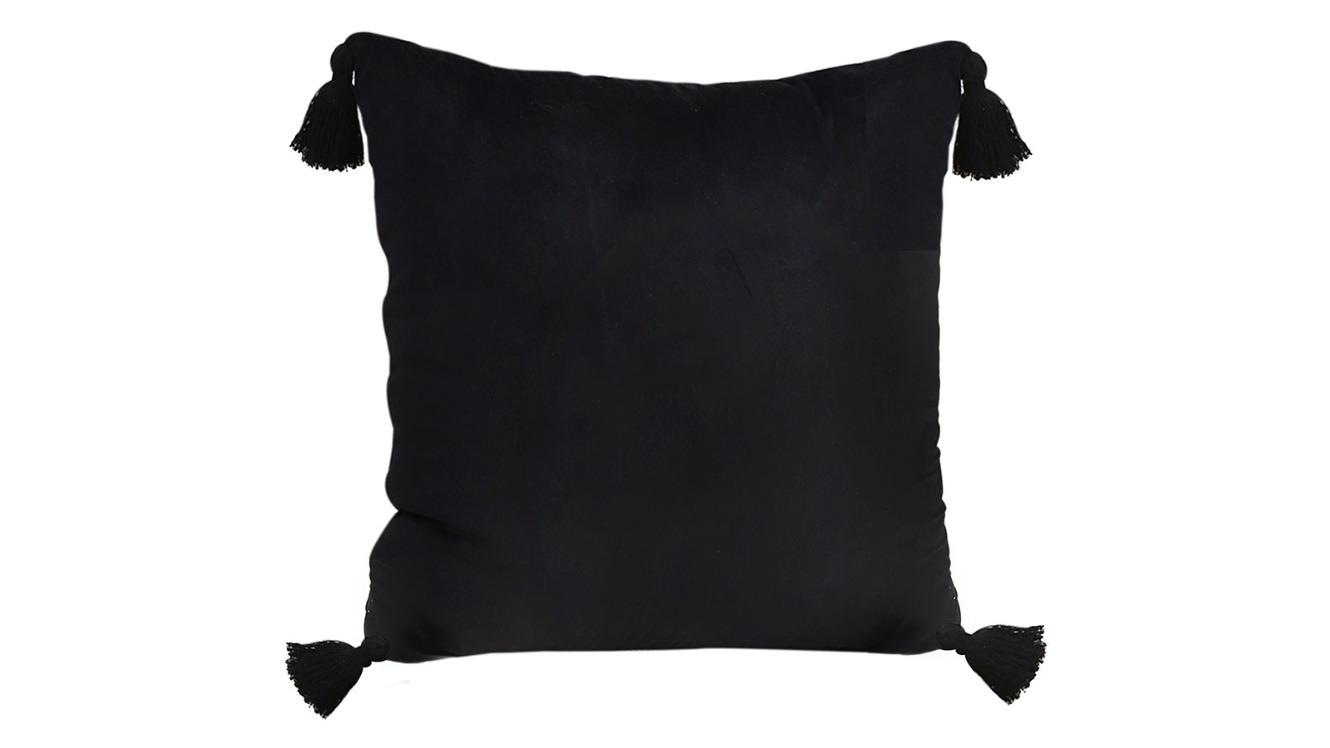 Soga 45cm Vintage Butterfly Tassel Velvet Square Throw Pillow - Black