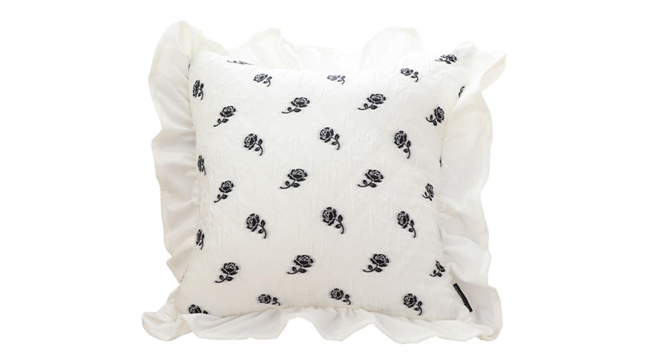 Soga 45cm Ruffled Square Decorative Cushion - White