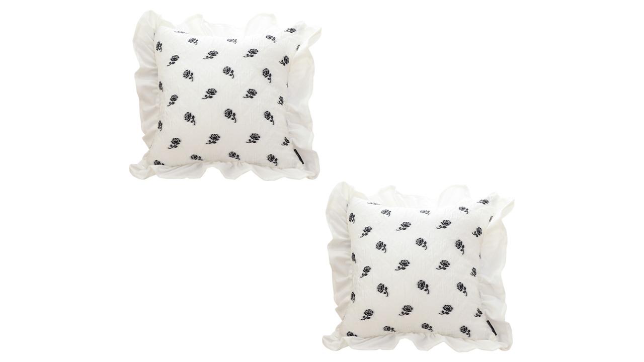 Soga Set of 2 45cm Ruffled Square Decorative Cushion - White