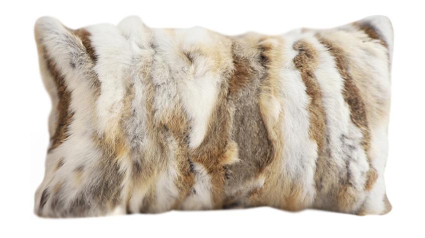 Soga Coffee Rabbit Fur Lumbar Warm Cozy Decorative Cushion - 30cm