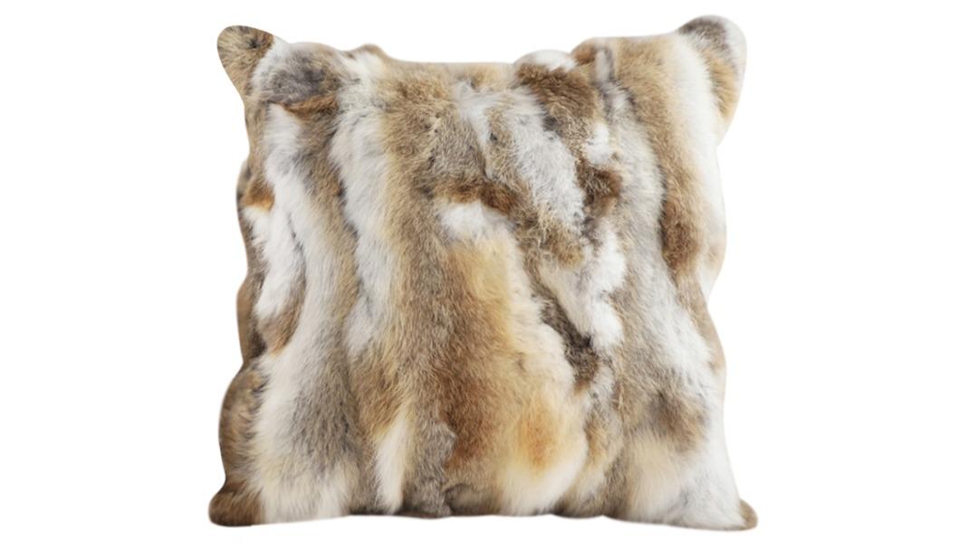 Soga Coffee Rabbit Fur Square Warm Cozy Decorative Cushion - 45cm