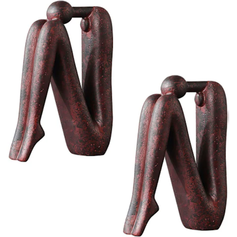 Soga 2 Piece Round Head Modern Stickman Resin Statue Ornament - 13 x 20cm