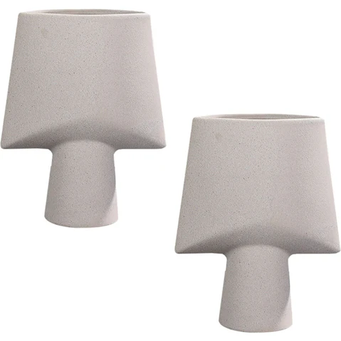 Soga 2 Piece Ceramic Ornament Geometric Flower Vase - 21 x 25.5cm