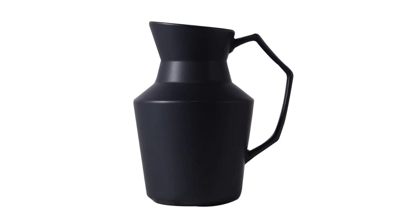 Soga Ceramic Ornament Modern Pitcher Striped Vase with Handle - Black