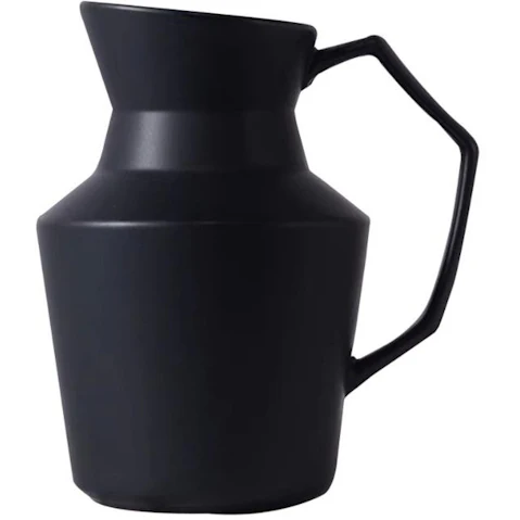Soga Ceramic Ornament Modern Pitcher Striped Vase with Handle - Black