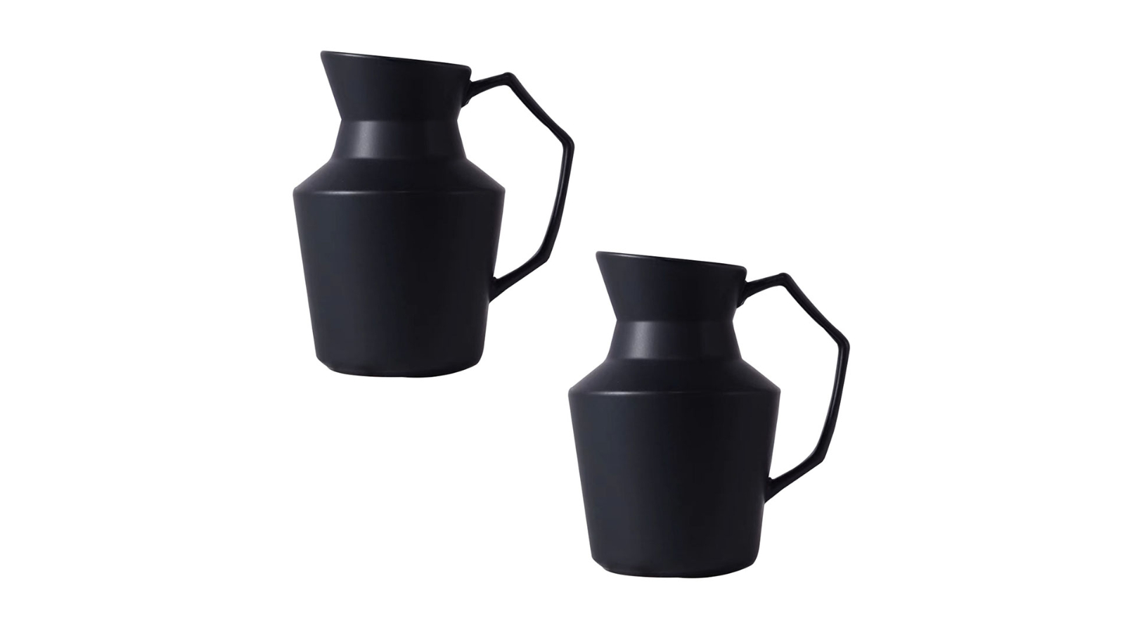 Soga 2 Piece Black Ceramic Ornament Modern Pitcher Vase with Handle - 23.5 x 19.5cm