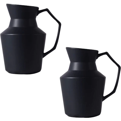 Soga 2 Piece Black Ceramic Ornament Modern Pitcher Vase with Handle - 23.5 x 19.5cm