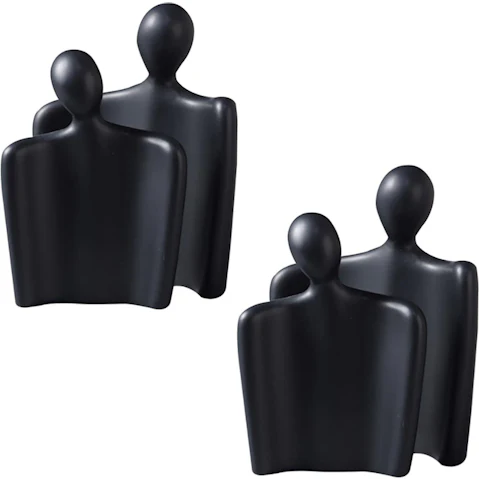 Soga Set of 2 2 Piece Minimalist Abstract Human Figurine Ornament - Black