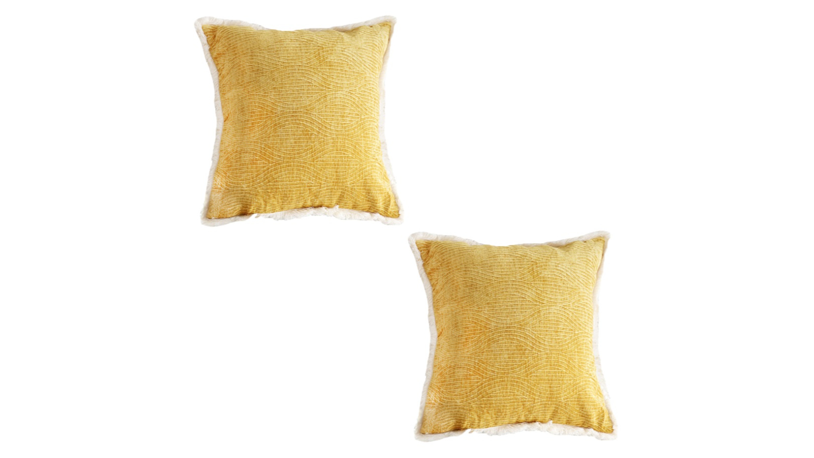 Soga 2 Piece Turmeric Yellow Aesthetic Chenille Texture Throw Pillow