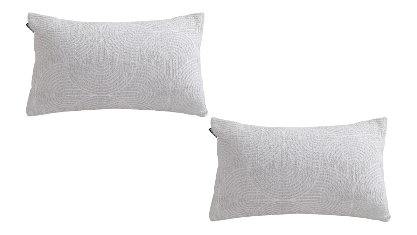 SOGA 2 Piece Beige/Gray Embroidered Decorative Cover Stitch Lumbar Throw Pillow - 35cm