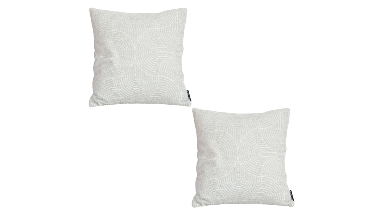 Soga 2 Piece Off White Lumbar Embroidered Decorative Cover Stitch Throw Pillow