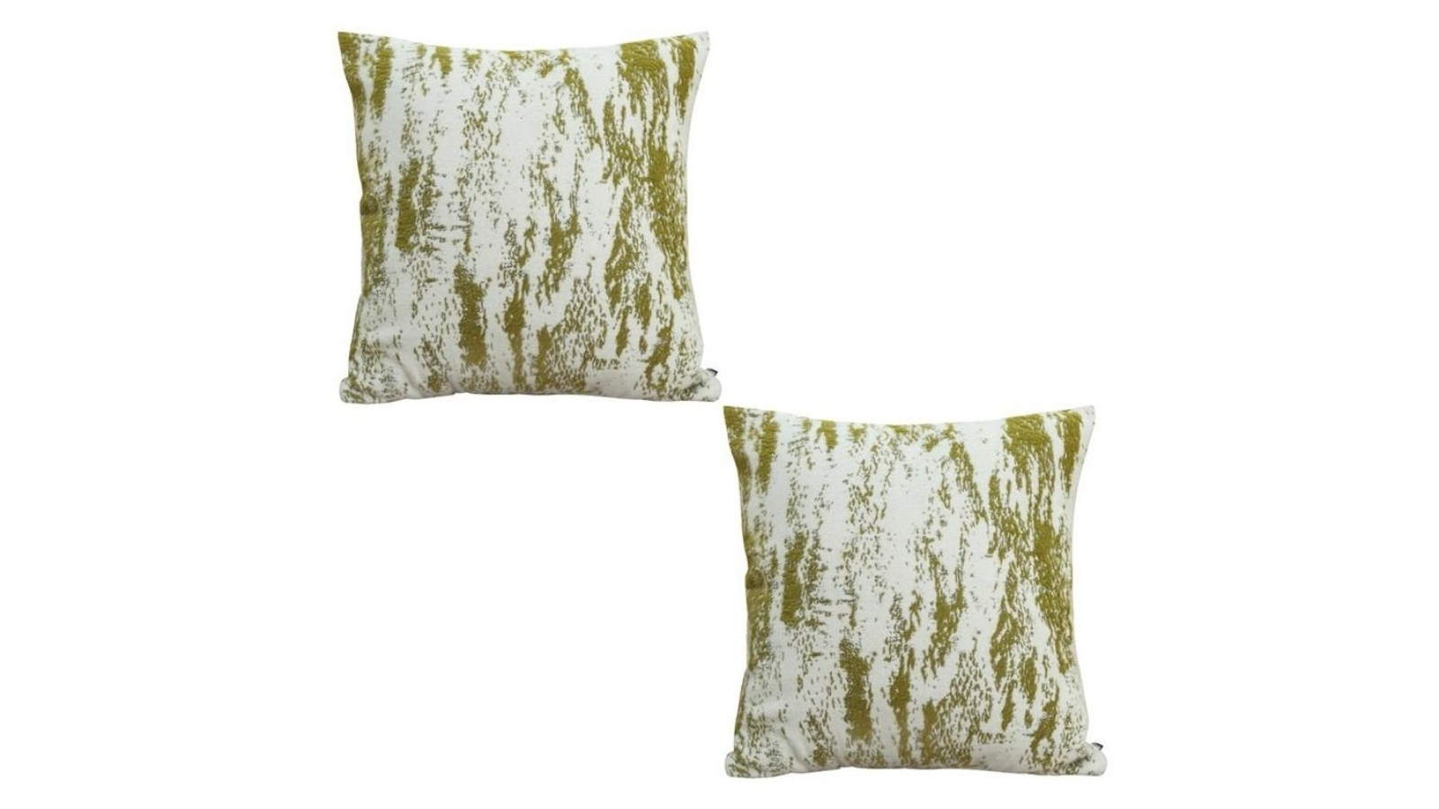 Soga 2 Piece White/Olive Green Deluxe Polyester Fiber and Cotton Throw Pillow - 50cm