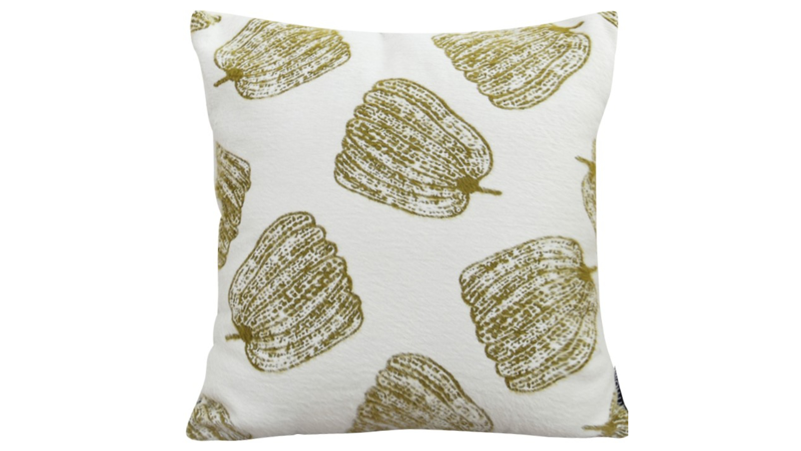 Soga White/Olive Green Autumn Harvest Pumpkin Print Throw Pillow - 50cm