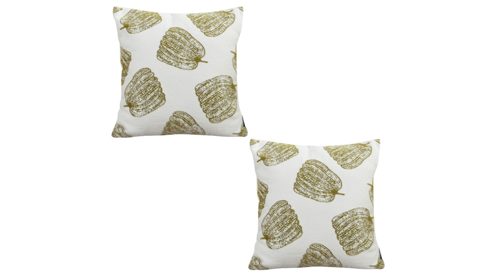 Soga 2 Piece White/Olive Green Autumn Harvest Pumpkin Print Throw Pillow - 50cm