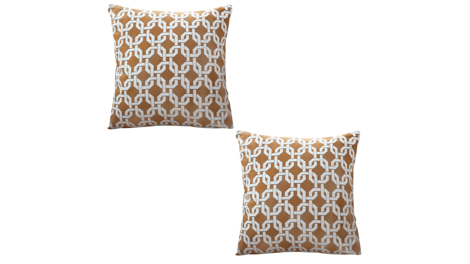 Soga 2 Piece Brown Checkered Chain Jacquard Square Pillow Decorative Cushion - 50cm