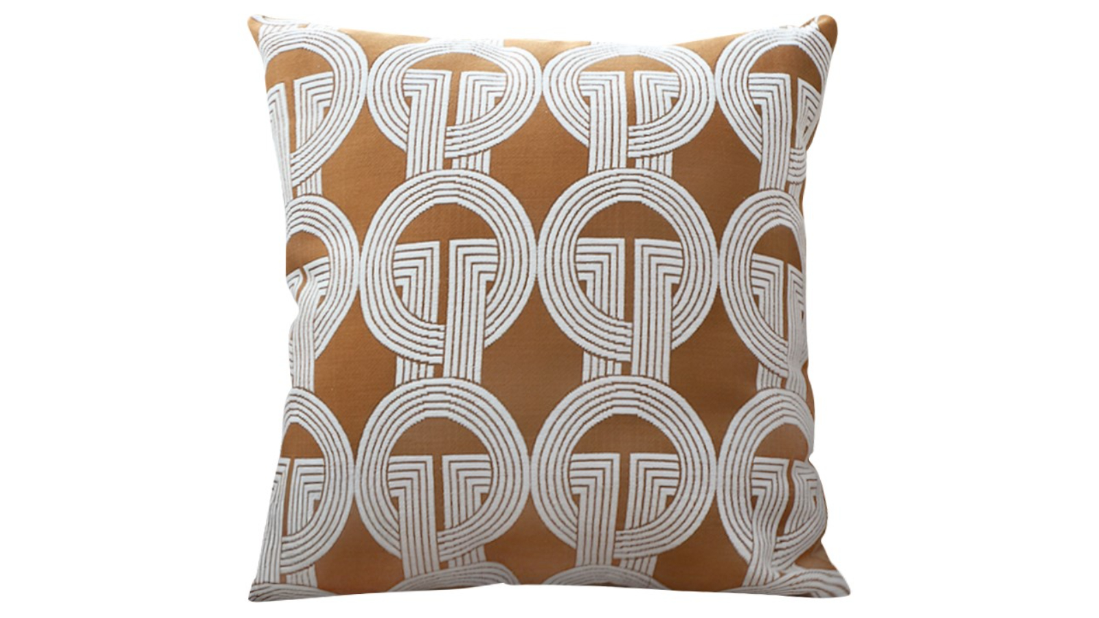 Soga Brown Circular Chain Jacquard Decorative Square Throw Pillow - 50cm