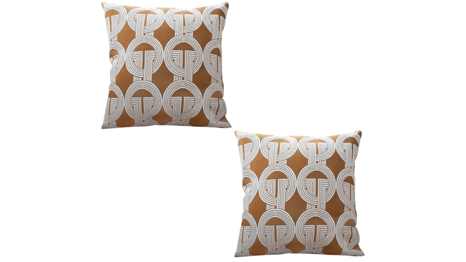 Soga 2 Piece Brown Circular Chain Jacquard Decorative Square Throw Pillow - 50cm