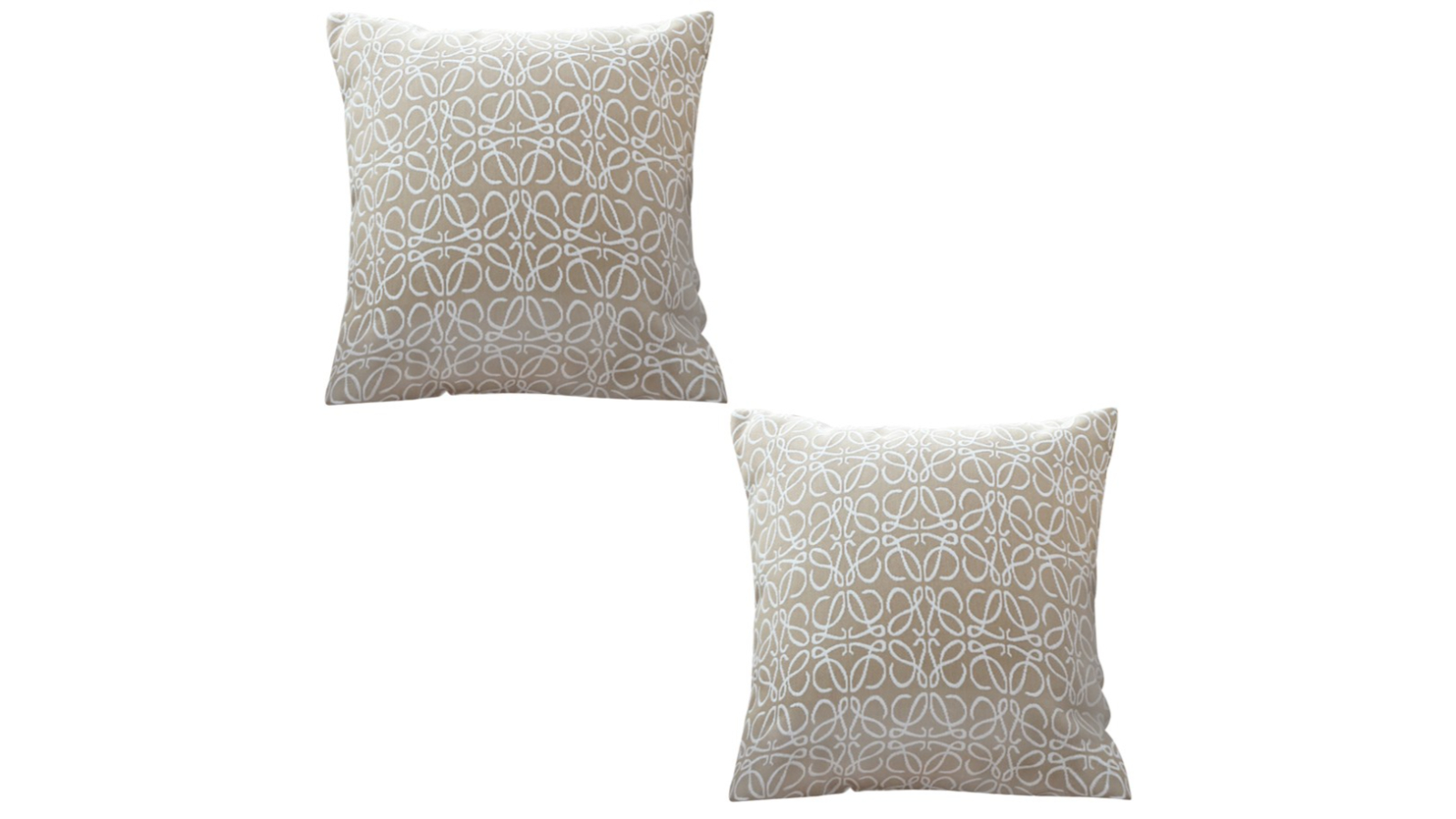 Soga 2 Piece White/Beige Geometric Pattern Accent Throw Pillow - 50cm
