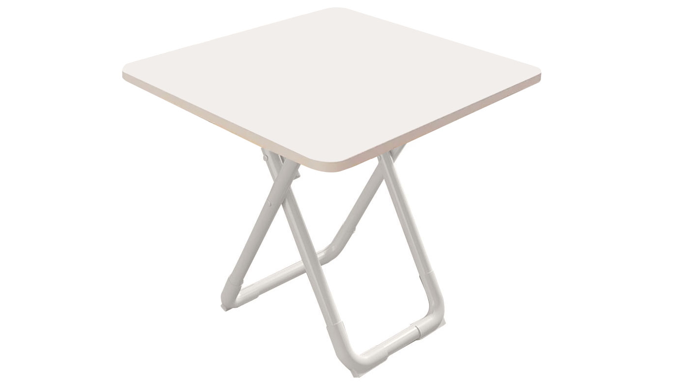 SOGA 80cm White Square Table with White Legs - 1 Pack