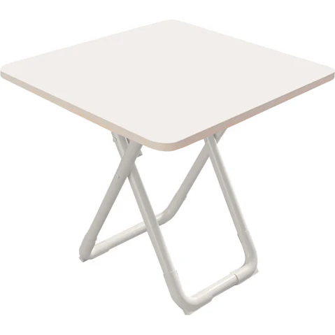 SOGA 80cm White Square Table with White Legs