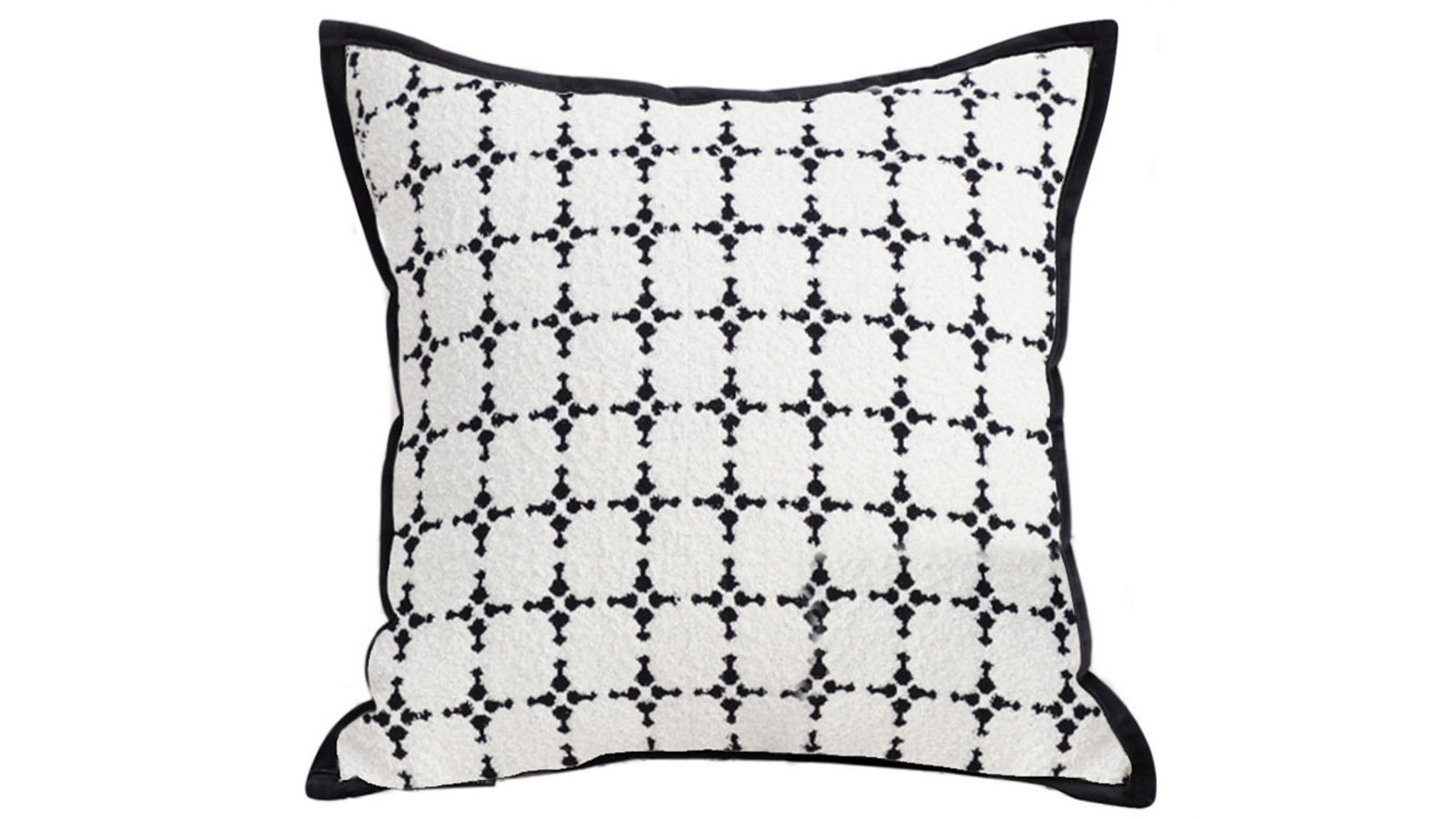Soga 50cm Moroccan Black Cross Pattern Black Trim Decorative Throw Pillow