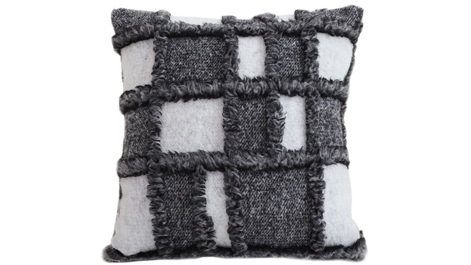 SOGA 50cm Bohemian Gray Fringe Checkerboard Textured Throw Pillow