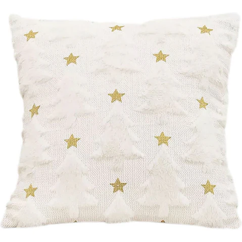 SOGA 45cm Celestial Cream Textured Gold Star Pattern Throw Pillow