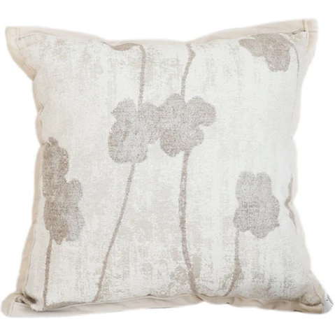 SOGA 45cm Botanical Cream Poppy Flower Print Linen Decorative Throw Pillow