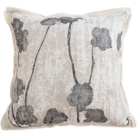 SOGA 45cm Modern Gray Floral Stem Pattern Contemporary Throw Pillow