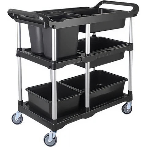 Soga 3-Tier Kitchen Utility Trolley Cart with 5 Bucket - Black