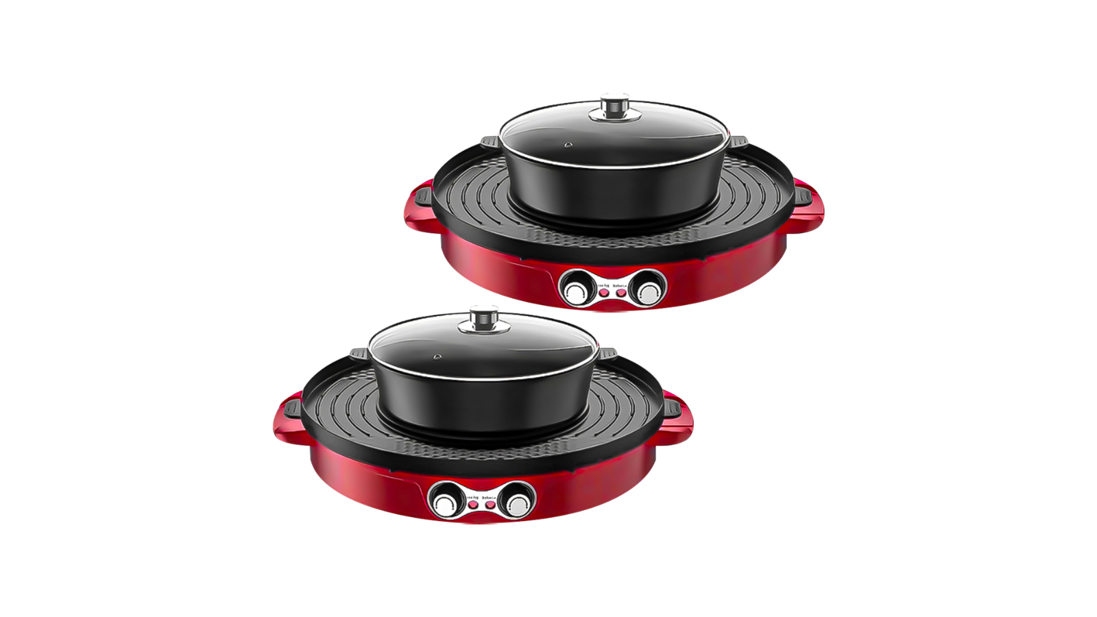 Soga Pack of 2 Maifan Stone 2-in-1 Non-Stick Coating 2100W Electric BBQ Grill - 44cm