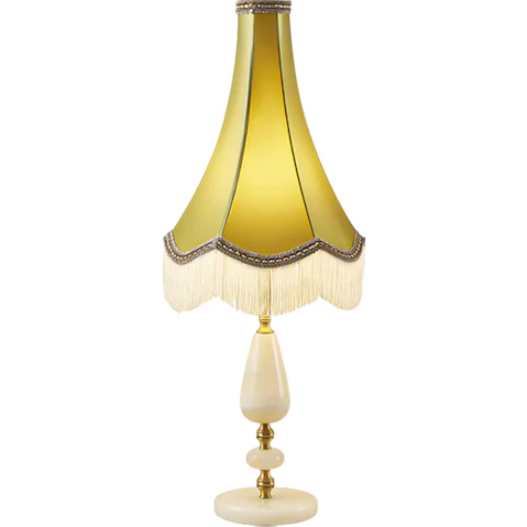 Soga Jade Stone Base Vintage Yellow Shade Bedside Desk Light