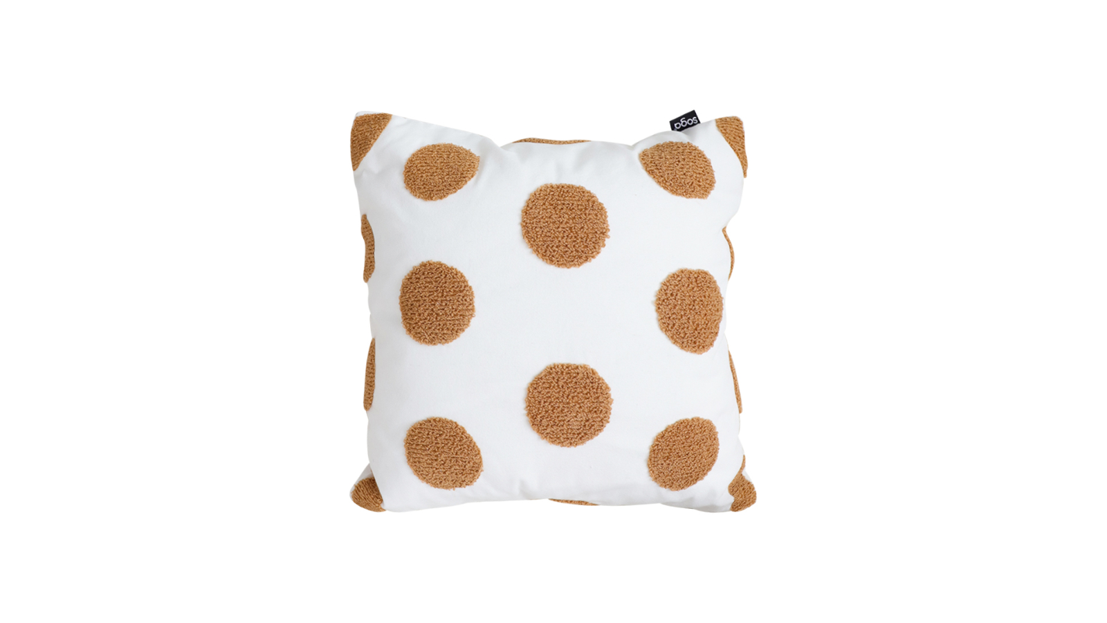 Soga Tufted White Brown Polka Dot Circle Pattern Throw Pillow - 45cm