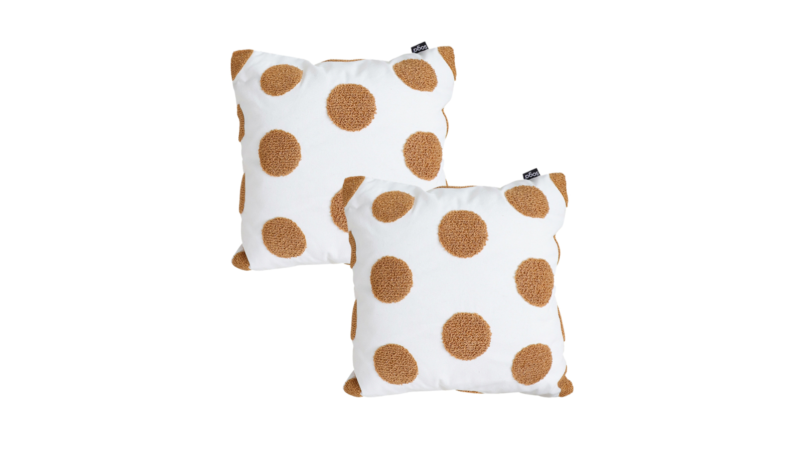Soga 2 Piece Tufted White Brown Polka Dot Throw Pillow - 45cm