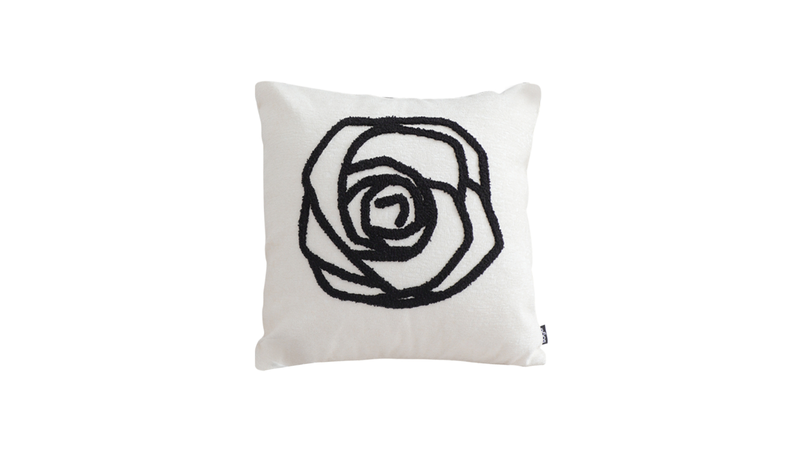 Soga Embroidered White Black Rose Flower Pattern Decorative Throw Pillow - 45cm
