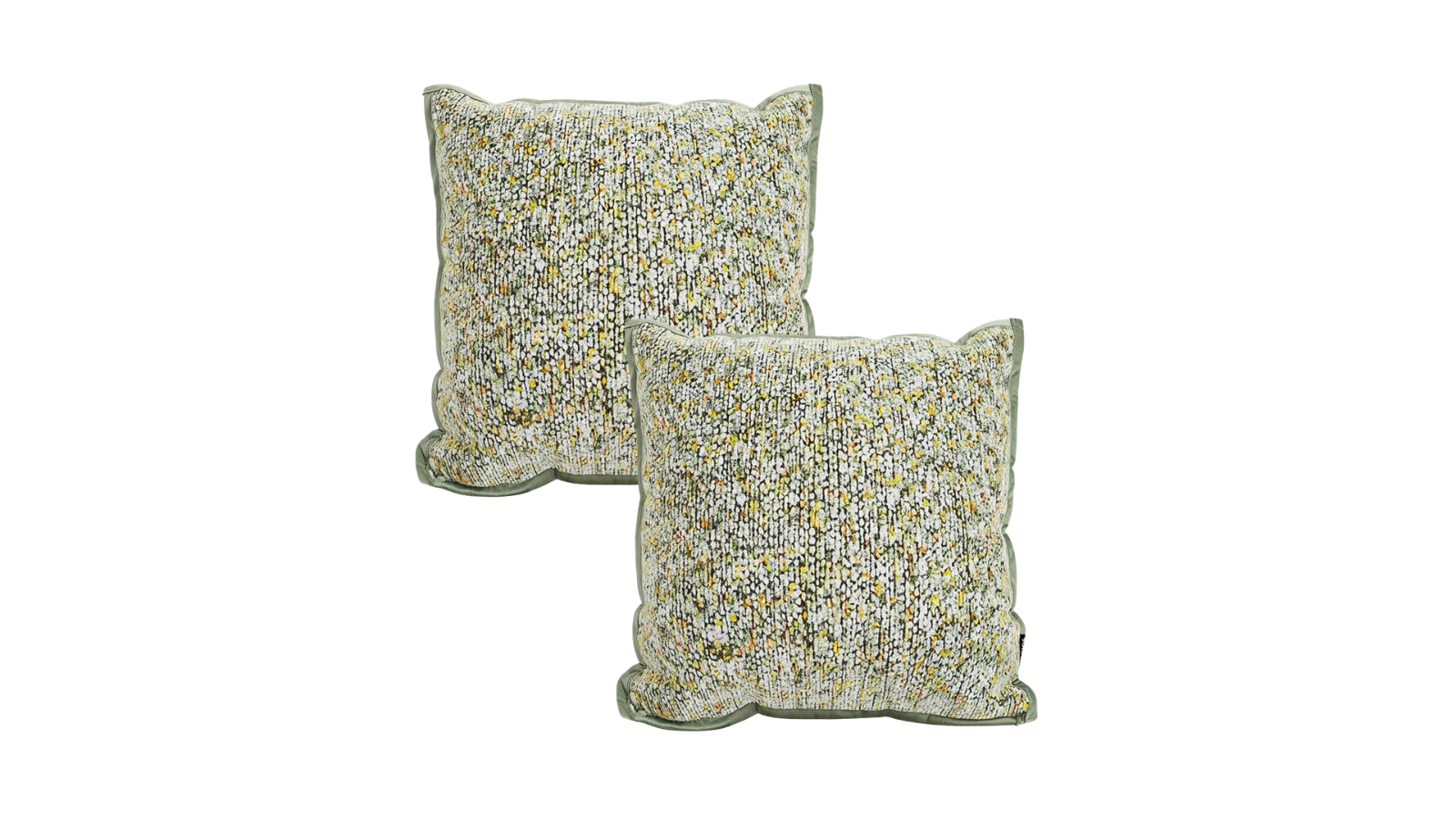 Soga 2 Piece Woven Green Yellow Multi-Color Textured Decorative Throw Pillow - 45cm