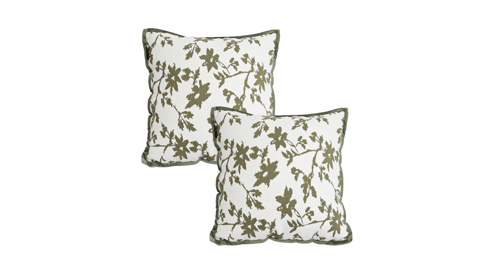 Soga 2 Piece Floral White Green Leaf Botanical Pattern Decorative Throw Pillow - 45cm