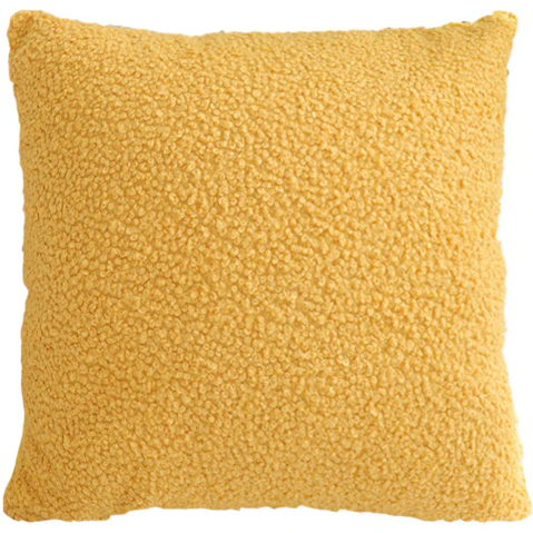 Soga Boucle Textured Cushion 50cm Mustard Yellow Soft Cozy Decorative Throw Pillow