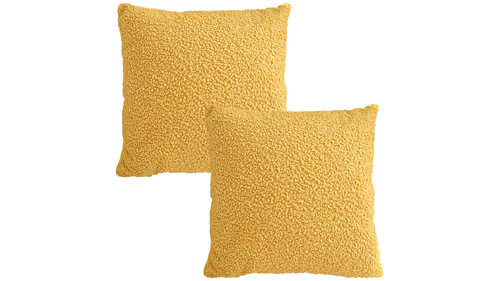 Soga 2 x Boucle Textured Cushion 50cm Mustard Yellow Soft Cozy Decorative Throw Pillow