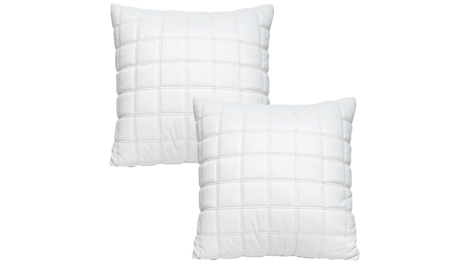 Soga 2 x Quilted Cushion 50cm White Grid Pattern Soft Padded Decorative Throw Pillow
