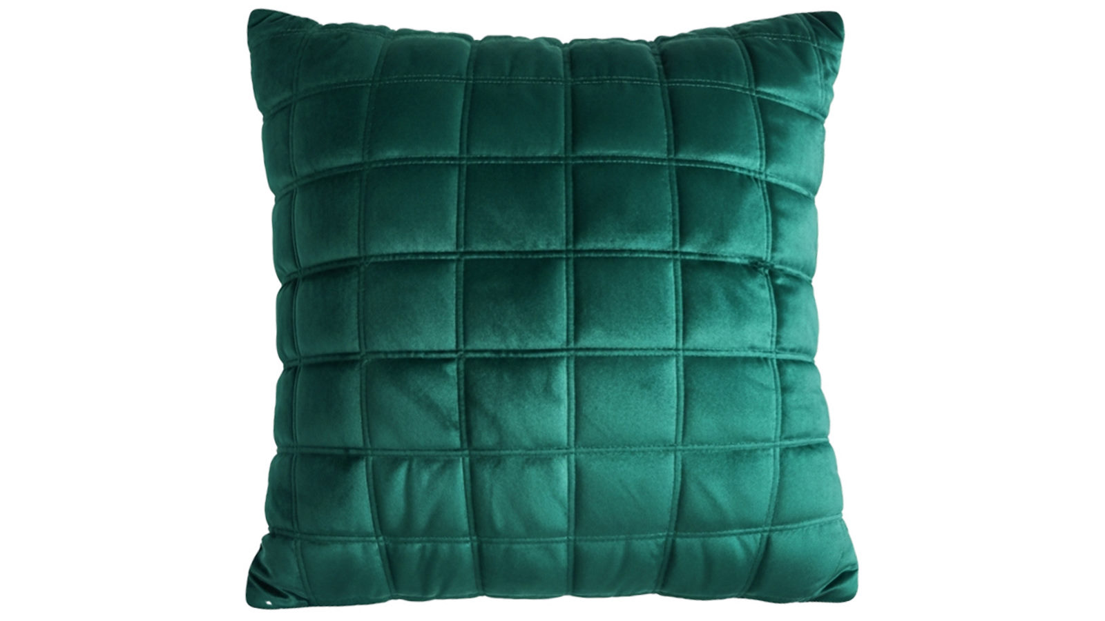 Soga Quilted Cushion 50cm Emerald Green Grid Pattern Soft Padded Decorative Throw Pillow