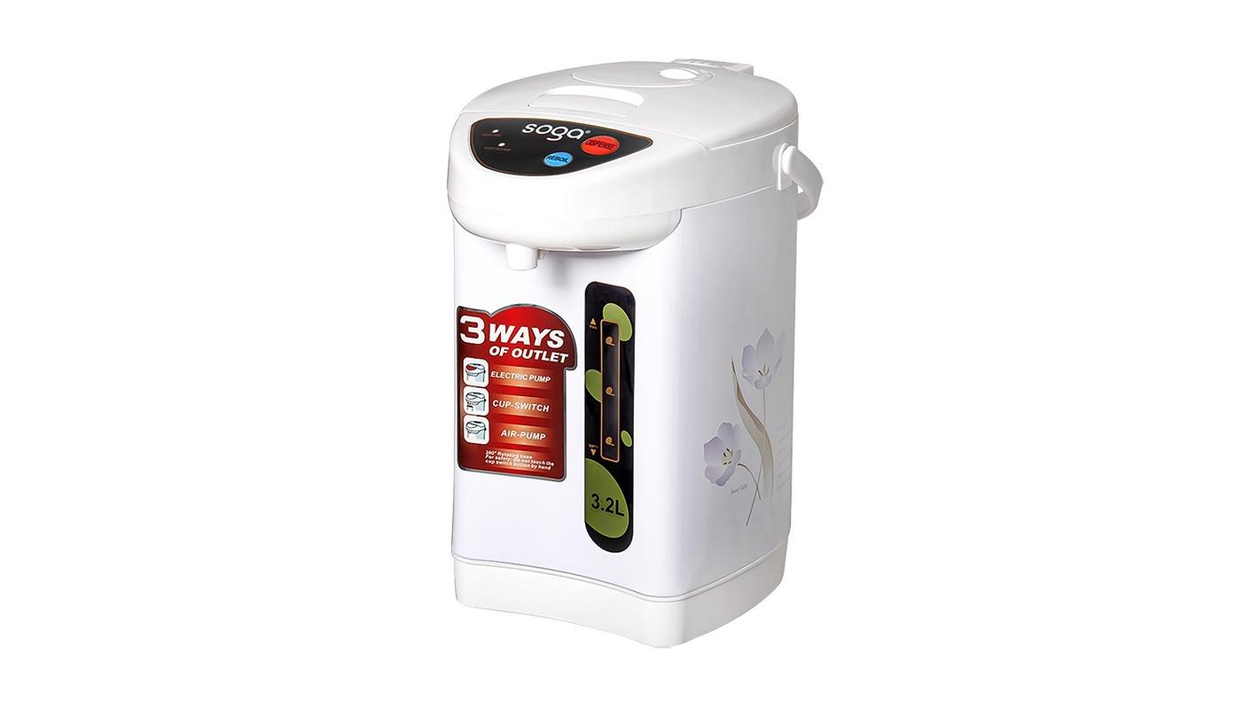 Soga White Plastic Electric Thermal Pot with 3 Dispensing Mode - 3.2 Litre